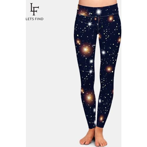 LETSFIND New Arrival High Wiast Plus Size Women Leggings 3D Night Sky with Stars Printing Fitness Elastic Slim Full Leggings