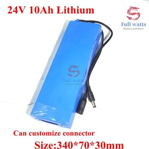 24V 10Ah Lithium Battery Li Ion 26650 Battery with BMS for 36v Electric Bike 250w Motor E Bike Battery + 25.2V 2A Charger