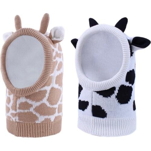 Connectyle Baby Boys Girls Cute Cartoon Knit Winter Hat Fleece Lined Earflap Hood Hat Scraves With Angle Kids Winter Warm Hat