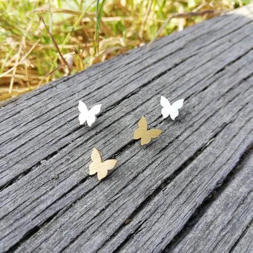 Small Cute Butterfly Earrings For Women Jewelry Stainless Steel Rose Gold Animal Stud Earring Daughter Birthday Gifts Bijoux BFF