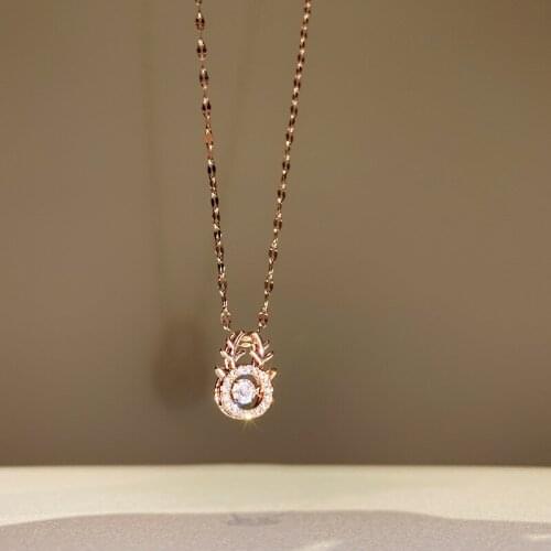 Fashion Antlers Titanium Steel Necklace for Women Trendy Zircon Rhinestone Clavicle Chain Female Shine Jewelry Delicate Chokers