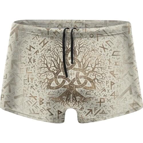 Men Viking Nordic swimming trunks Tree Of Life With Triquetra And Futhark Swimsuit husband for the sea Pool