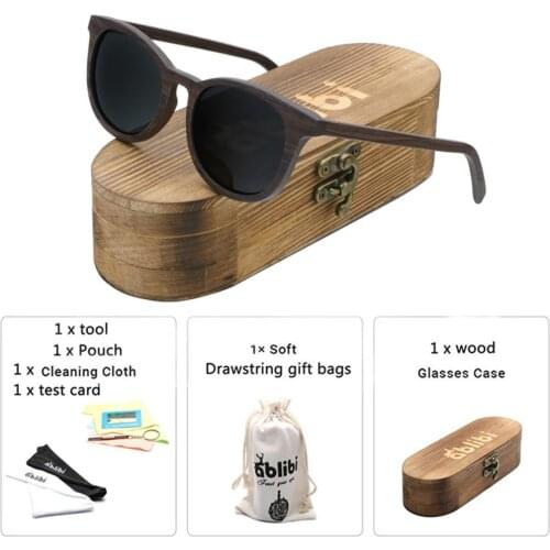 Sunglasses Men,Wood Sunglasses UV400 Polarized Brown Round Walnut Wooden Sunglasses gafas de sol mujer with Gift Box
