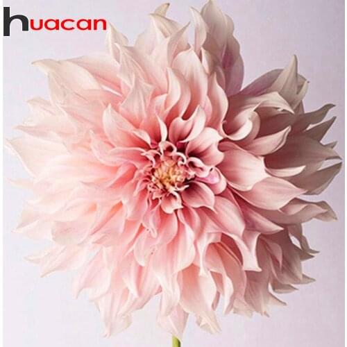 Huacan 5D DIY Mosaic Diamond Painting Full Square/Round Peony Flower Diamond Embroidery Complete Kit Dahlia Home Decoration