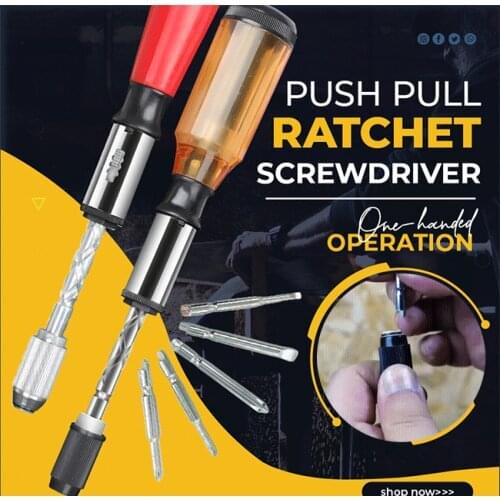 Push Pull Ratchet Screwdriver Set 6 in 1 Screwdriver Bit Set Sleeve Driver Bit-Holder Ratchet Socket Screw Driver Kit Dropship