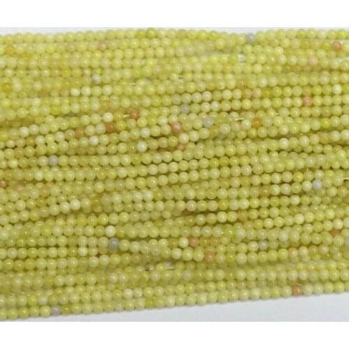 Natural Lemon Stone Chalcedony Jades 2mm 3mm Round Beads Fashion Diy Jewelry Loose Beads Spacers Accessories Findings 15" B416