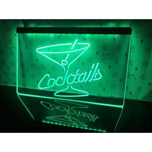 I522 Cocktails Rum Wine Lounge Bar Pub LED Neon Light Sign