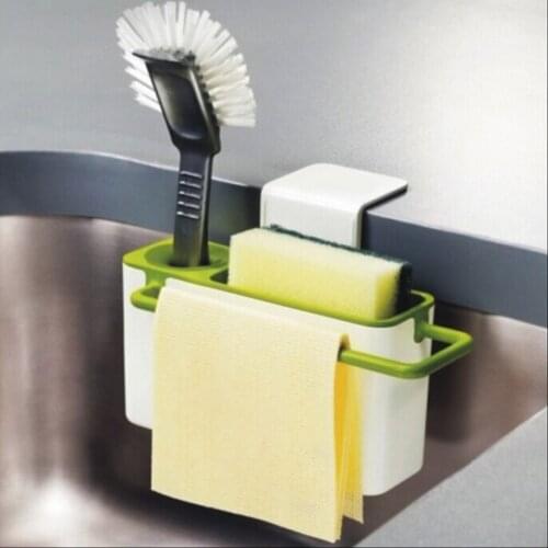 New Plastic Sucker Double Barrel Racks Organizer Sink Tidy Utensils Sponge Holders Drainer Rack Storage Rack Kitchen Accessories