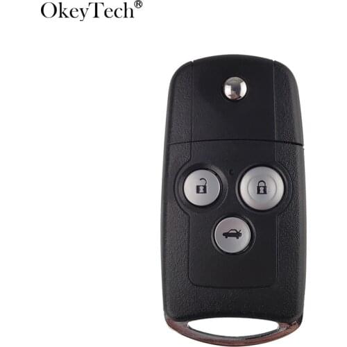 Okeytech 3 Buttons Car Remote Flip Key Fob Case Shell Cover Upgrade For Honda for Civic for Accord Jazz CRV