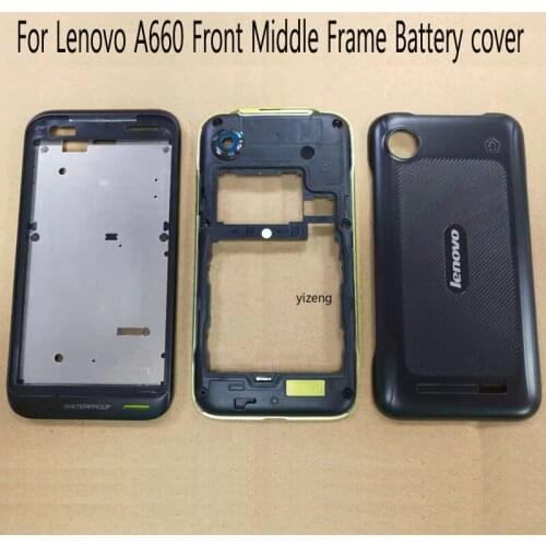 Original Housing For Lenovo A660 Front Frame Middle Frame Battery Cover With Camera Lens+ Power Volume Buttons Replacement Parts