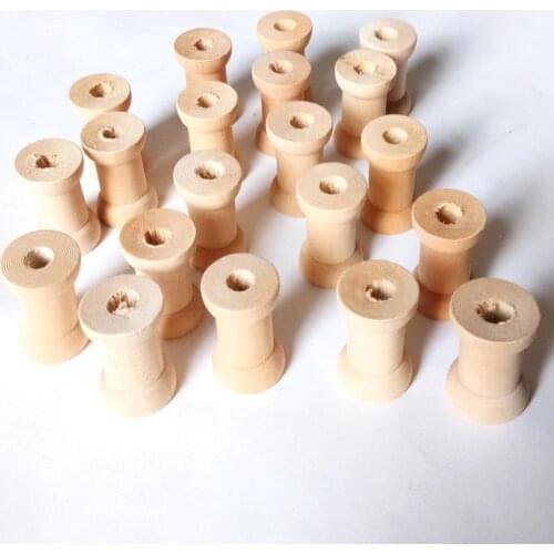 Popular 20PCS Vintage Wooden Manual Cylinder Sewing Thread Spools Empty Bobbins Bobbins Organizer For Sewing Tape Wood Craft