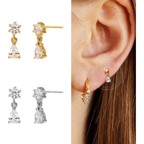 925 Sterling Silver Ear Needle Exquisite Crystal Stud Earrings CZ Earrings Fashion And Elegant Jewelry For Women Birthday Gifts