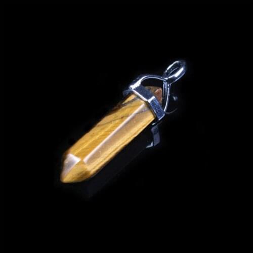 Hexagonal Column Natural Crystal Stone Charms Pendent Tiger Eyes Necklace Amethyste Pendulum For Women DIY Jewelry Hot Sale