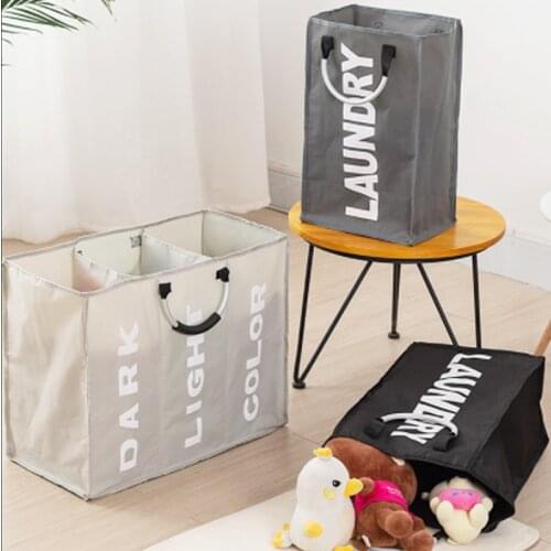 Laundry Bag Foldable Laundry Basket Large Dirty Laundry Basket Hamper Sorter Oxford Cloth Dirty Clothes Bag with Aluminum Handle