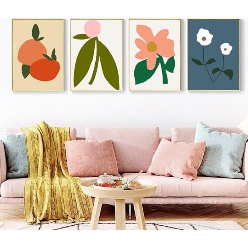 Modern minimalist Nordic small fresh floral Morandi color art deco painting living room poster mural picture printing
