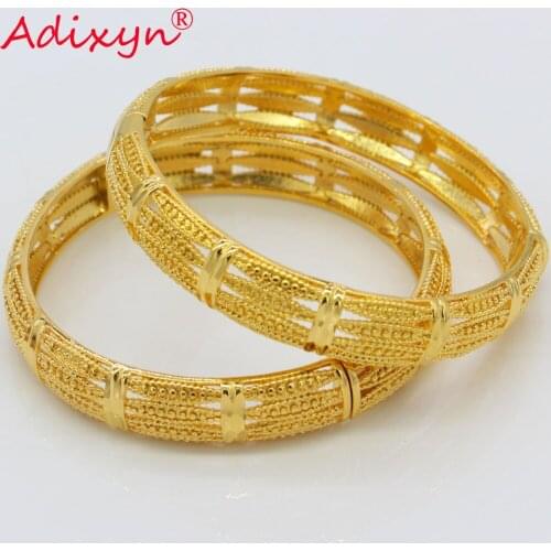 Adixyn Dubai Wedding (Can Open) Bangle Bracelets For Women African/Middle East/Arab Gold Color Jewelry Trendy Gifts N072406