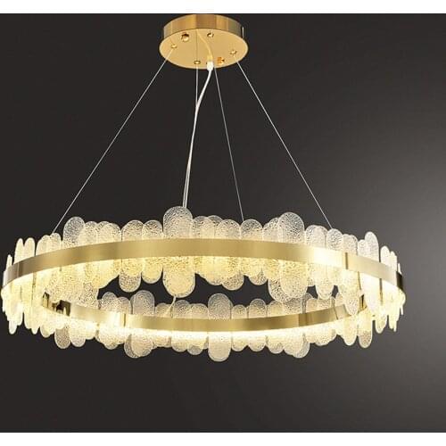 LED Postmodern Round Stainless Steel Golden Designer Chandelier Lighting Lustre Suspension Luminaire Lampen For Dinning Room