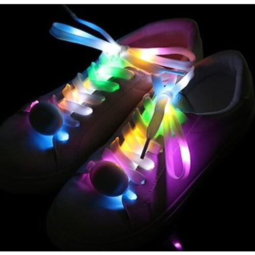 1Pair LED Sport Shoe Laces Luminous Shoelaces Glow Shoe Strings Round Flash Light Shoelaces No Tie Lazy Shoe Laces