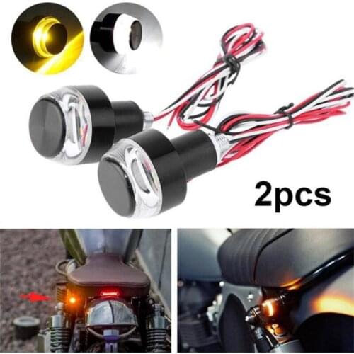 Motorcycle LED Handlebar End Turn Signal Light DC 12V White Yellow Blue Red Flasher Handle Grip Blinker Side Marker Hand Lamp