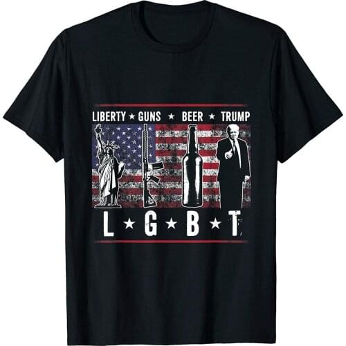 Liberty, Guns, Beer, Trump. Funny Design LGBT Mens T-Shirt Summer Cotton Short Sleeve O-Neck Unisex T Shirt New S-3XL