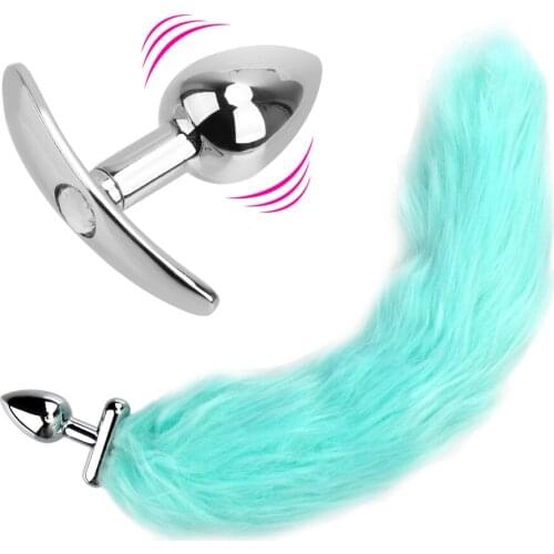 Bright Anal Plug Luminous Blue Fox Tail Butt Plug Sexshop Slave Cosplay Tail Adult Games Sex Toys for Women
