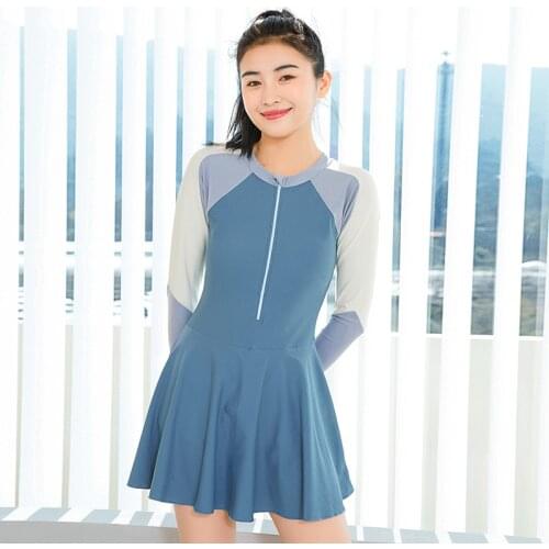 2021 New Summer Toddler Girl Bathing Suit Hot Spring Dress Sun Protection Long Sleeve One Piece Swimsuit Surfing Diving Suit