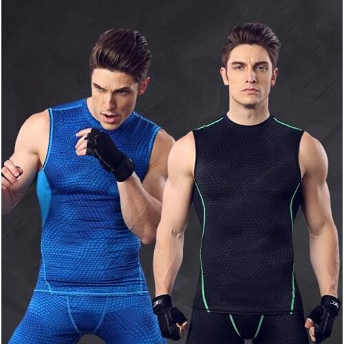 2018 New Sleeveless Casual Vest Quick Dry Breath Fitness Tights Large Size Men Elastic Vest