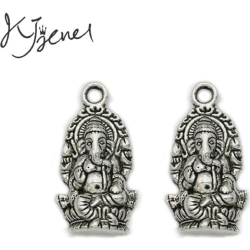 10Pcs/lot Antique Silver Plated Buddha Elephant Charm Pendant Bracelets Jewelry Findings Accessories Making Craft DIY 27x14mm