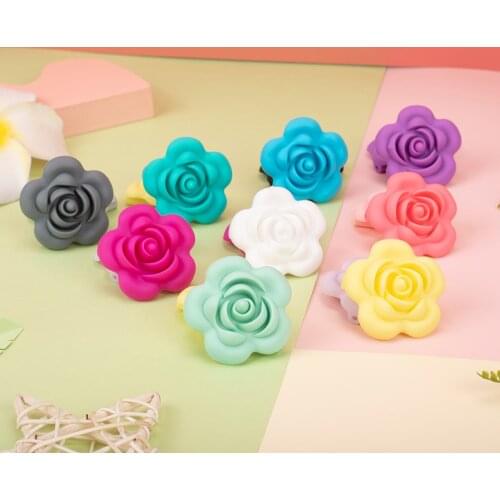 Sunrony 10Pcs Silicone Rose Beads BPA Free Baby Teething Beads Flower Shape Baby Teethers For Baby Teething Necklace Making