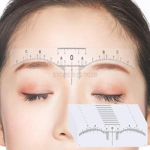 100 Pieces Disposable Semi-Permanent Makeup Tattoo Auxiliary Design Microblading Eyebrow Positioning Ruler Sticker