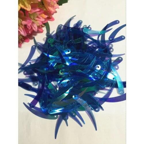 1000pcs Chilli Ivory Shape Sequins 5*32 mm PVC Flat For Crafts Garment Decoration Paillette 1 Hole Transparent Blue AB
