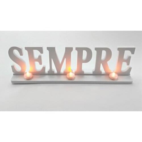 12x45cm LED Luminous Artificial wood wooden white letter "SEMPRE" of birthday party bridal gift used for home wedding decoration