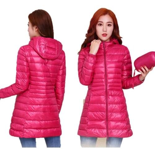 2018 New Autumn Winter Plus Size S-7XL Down Coat Women Ultra Light White Duck Down Jackets Hoode Windproof Female Outwears Mw520