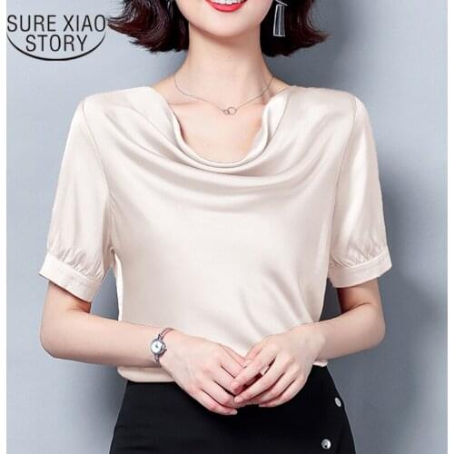 2021 Summer Chiffon Shirt Womens Office Casual Short-Sleeve Solid Women Blouse Plus Size Loose Pullover Tops Blusas Mujer 10243