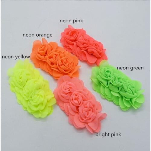 30 pcs/ lot , shabby chiffon flower , neon fabric chiffon flower for headband apparel hair fashion accessories