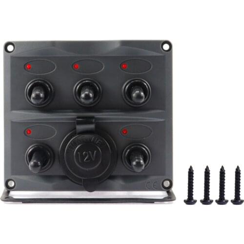 5 Channel Toggle Switch On/Off Panel LED Indicator Light Boat Car Bus Control Button Panel