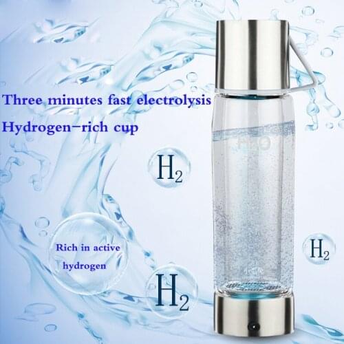 550ml Hydrogen Rich Water Bottle with USB Transparent Water Glass with Lid Portable BPA-free Business Water Ionizer Glass Cup