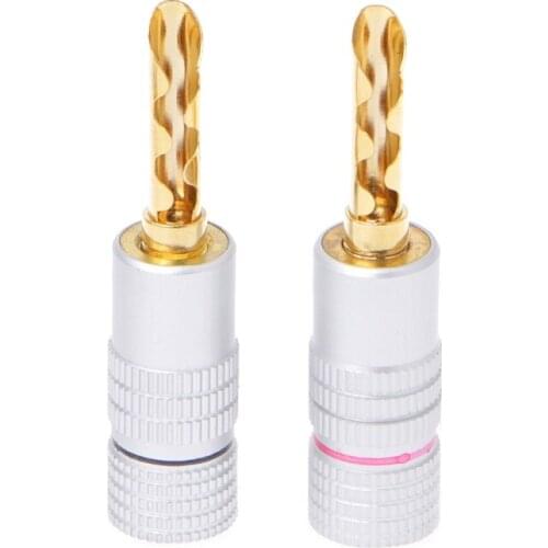 High quality 2019 New 8 Pcs Gold Plated Copper BFA 4mm Banana Plug Adapter Wire Speaker Connectors