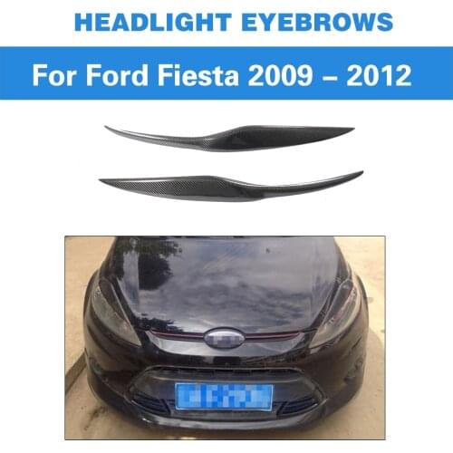 For Ford Fiesta Accessories 2009 - 2012 Dry Real Carbon Fiber Headlight Lamp Eyelids Eyebrows Sticker Trim