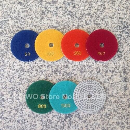 Diamond Polishing Pads Disc Sander Pad 4 inch Wet 3 mm Thick 7 Pieces Set Granite Stone Marble Tile Concrete Polishing 4PX1