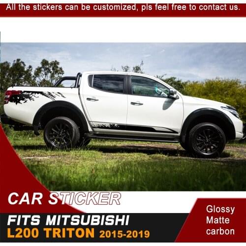Car accessories 4 Pcs side door rear trunk shark stripe graphic Vinyl cool car sticker fit for mitsubishi l200 triton 2015－2019