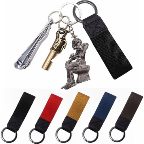 Car Keychain Braided Rope Key Ring Kit Key Chain Decoration Part Nail Clipper Brass Dragon Head Whistle Closestool Smoking Skull