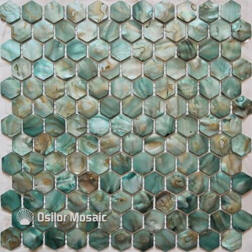 Free shipping dyed green color natural Chinese freshwater shell mother of pearl mosaic tile for bathroom decoration wall tile