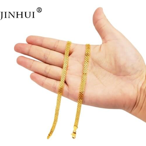 Gold chains Necklace width 5mm length 45cm link chain fashion Men necklace women jewelry choker boyfriend Birthday present gifts