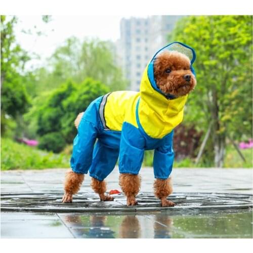 Raincoat For Pets Dogs Lovely Raincoat Cute Animal Clothes Color Block Dogs Four Legged Raincoats Waterproof Hooded Dogs Pets