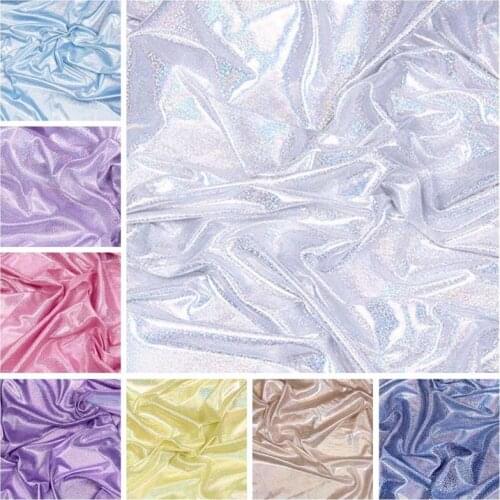 Fluorescent Fabric 70*100cm Laser Stretch Knit Colorful Shiny Fabric Stage Wedding Decor Tissue For Sewing Doll