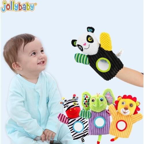 Jollybaby Hand Toy Early Learning Animals Plush Rattle Puppet Toy Washable for Child Playing Figure-Doll