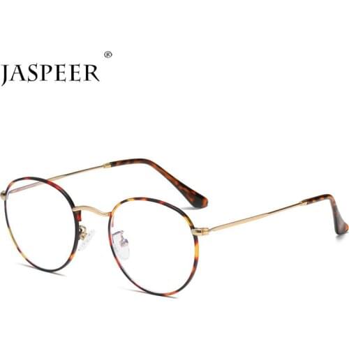 JASPEER Classical Anti-Blue Light Glasses Frame Brand Designer Round Computer Glasses Metal Optical Frames Fashion Eyewear