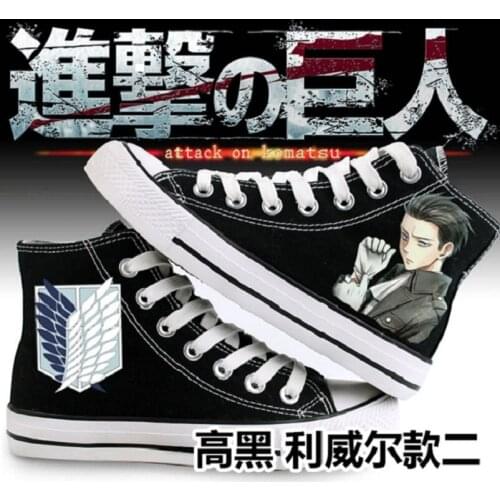 High-Q Unisex Anime Cos Attack on Titan Levi Ackerman Heichov Casual plimsolls Canvas Shoes rope soled shoes