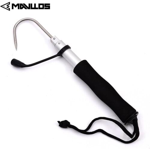 Mavllos Retractable EVA Handle Fishing Spear Sea Telescopic Fishing Gaff Hooks Aluminum Alloy Fish Gaff Stainless Fishing Spear